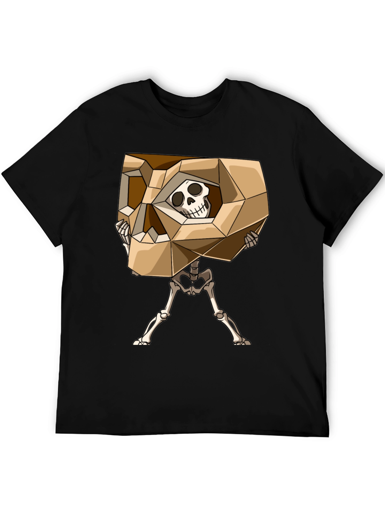 Geometric Skull Graphic Tee - Black