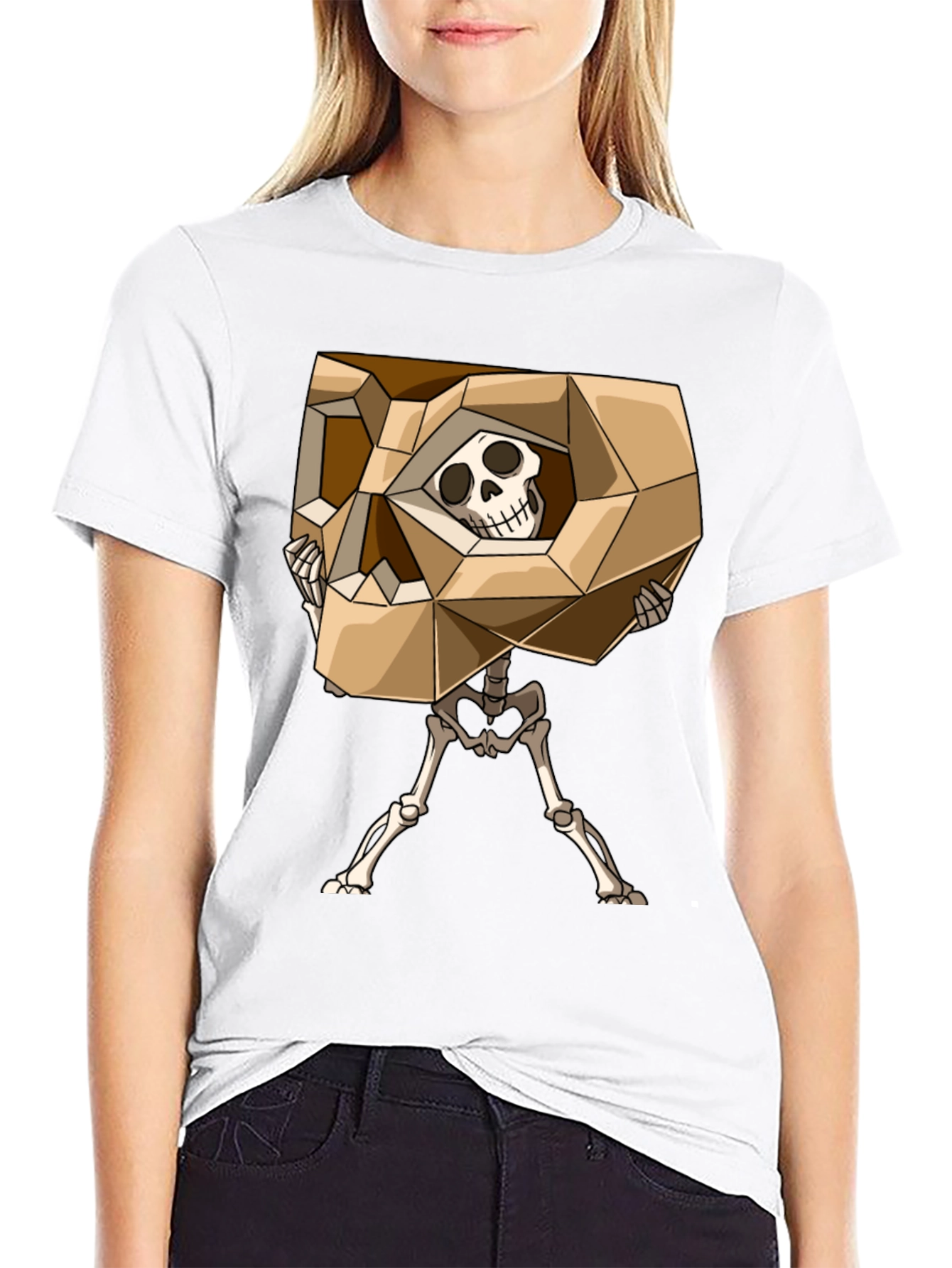 Geometric Skull Graphic Tee - Black