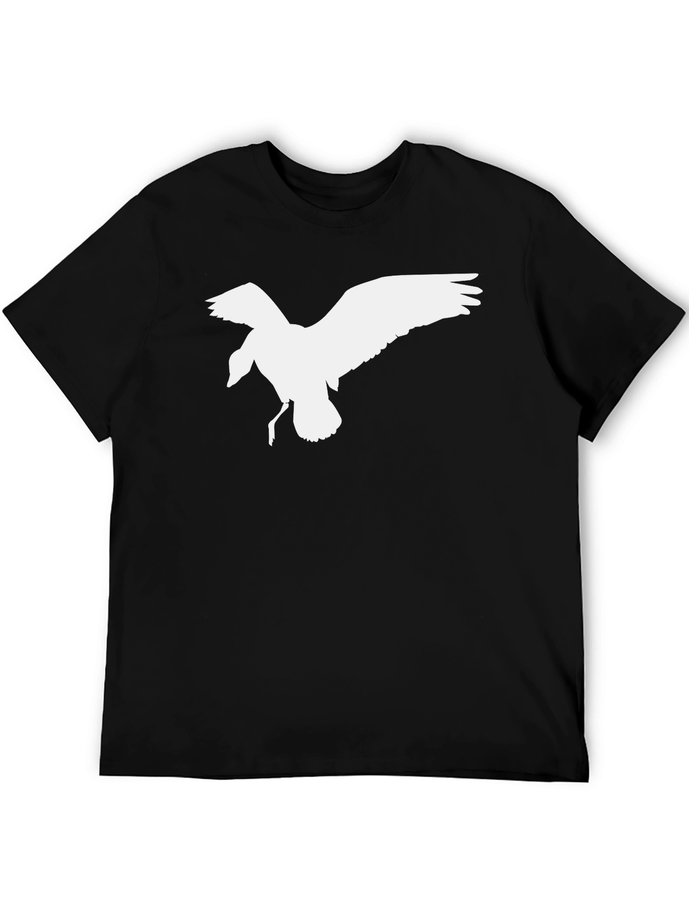 Black T-Shirt with White Bird Graphic