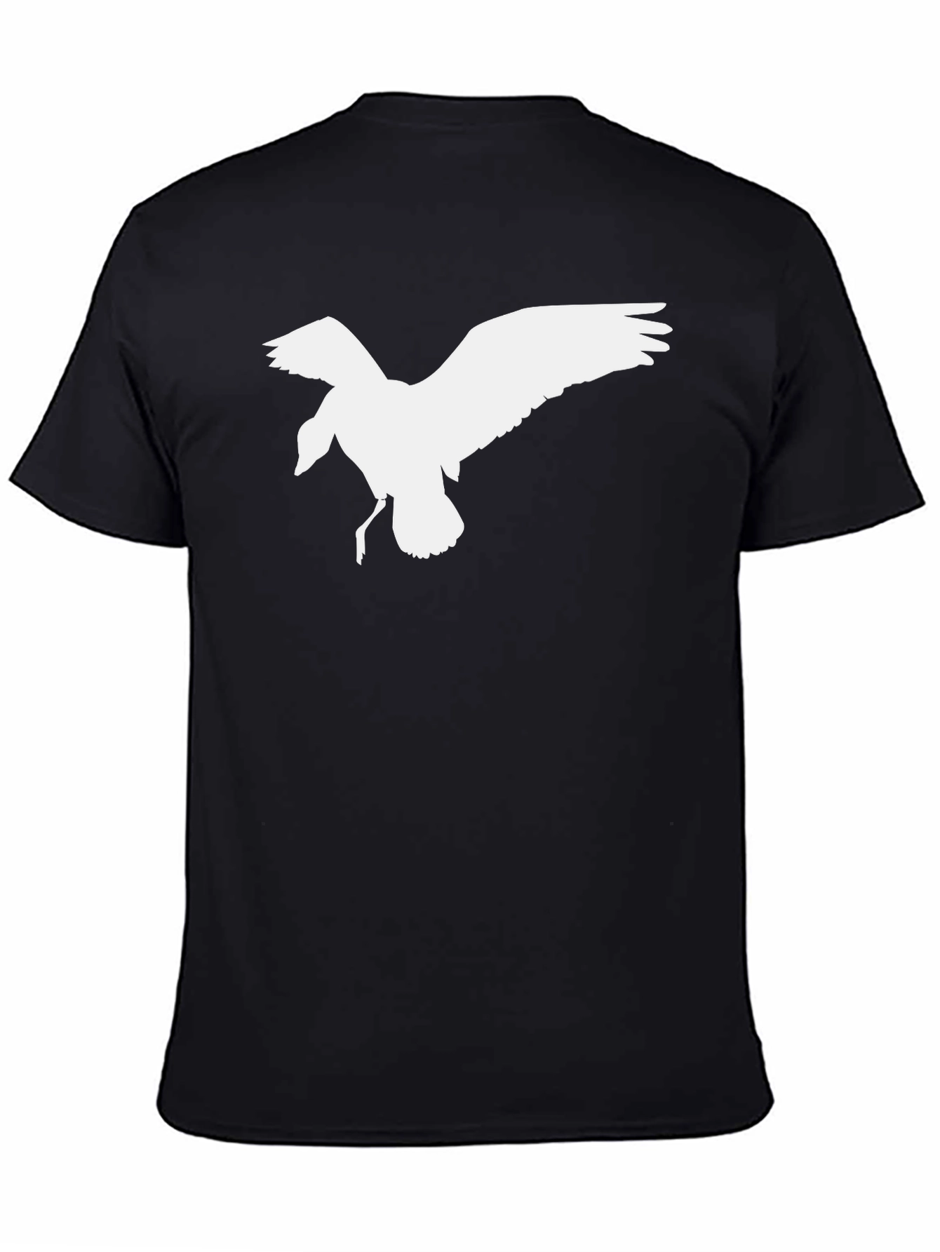 Black T-Shirt with White Bird Graphic