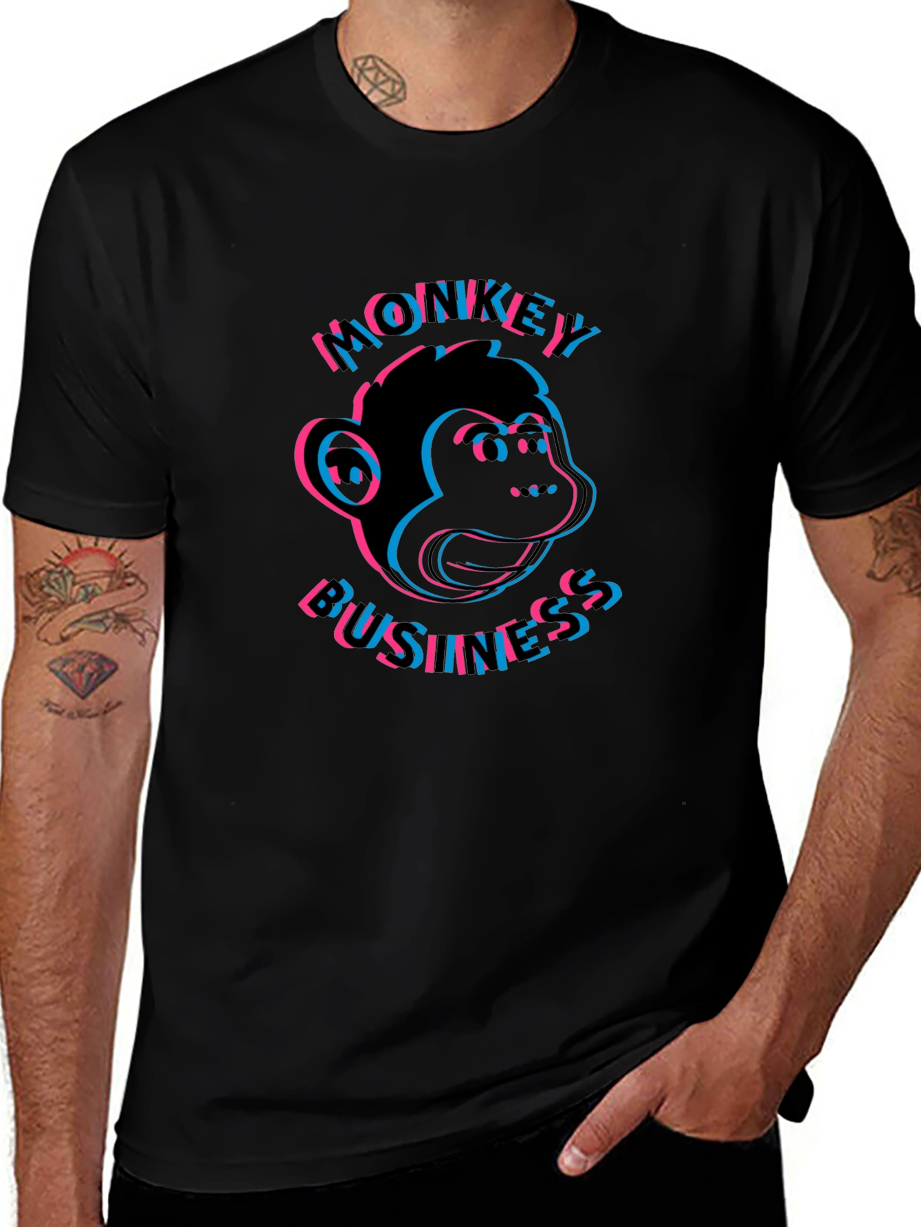 Monkey Business Graphic Tee - Black