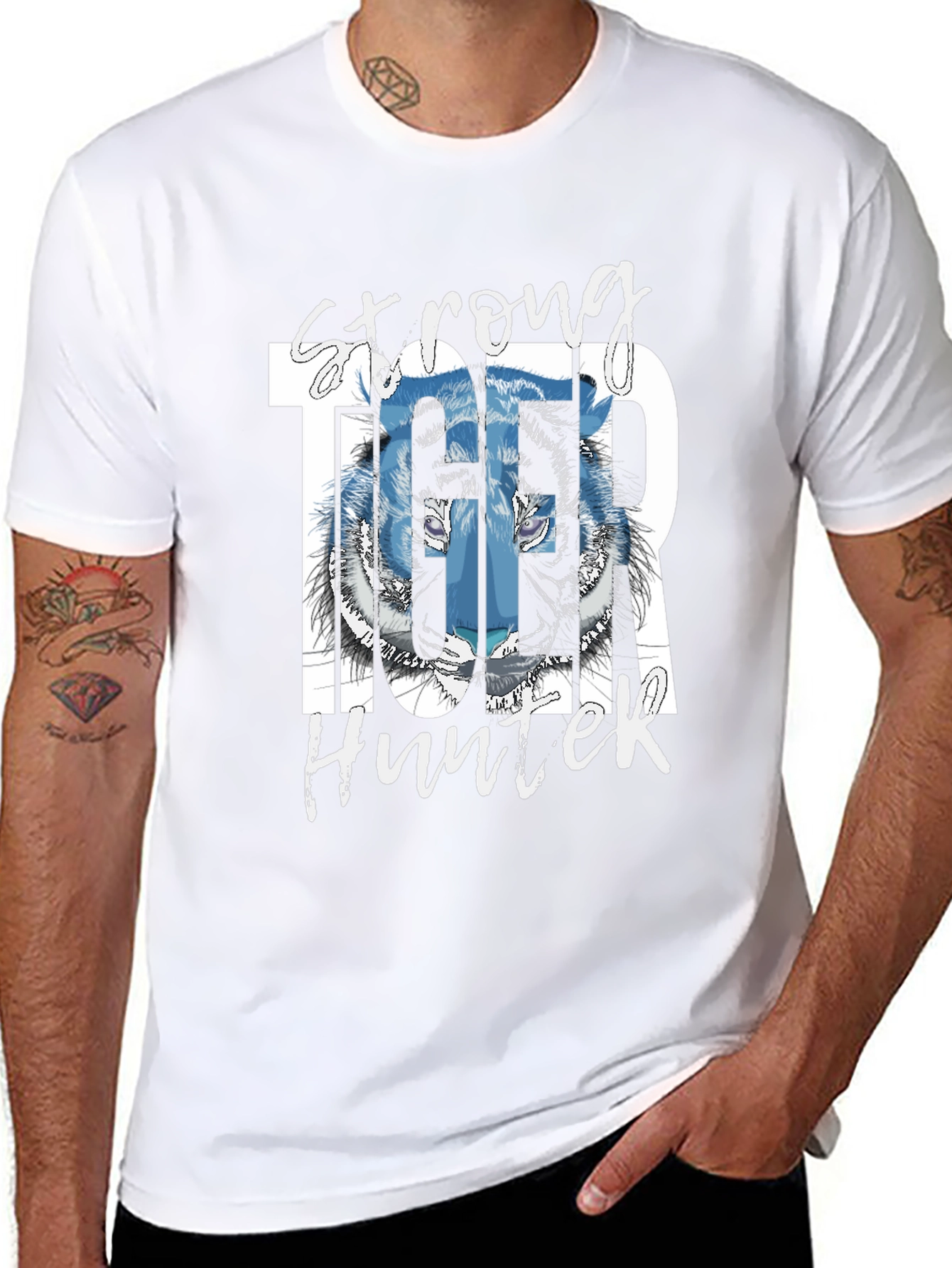 Strong Tiger Hunter Graphic T-Shirt
