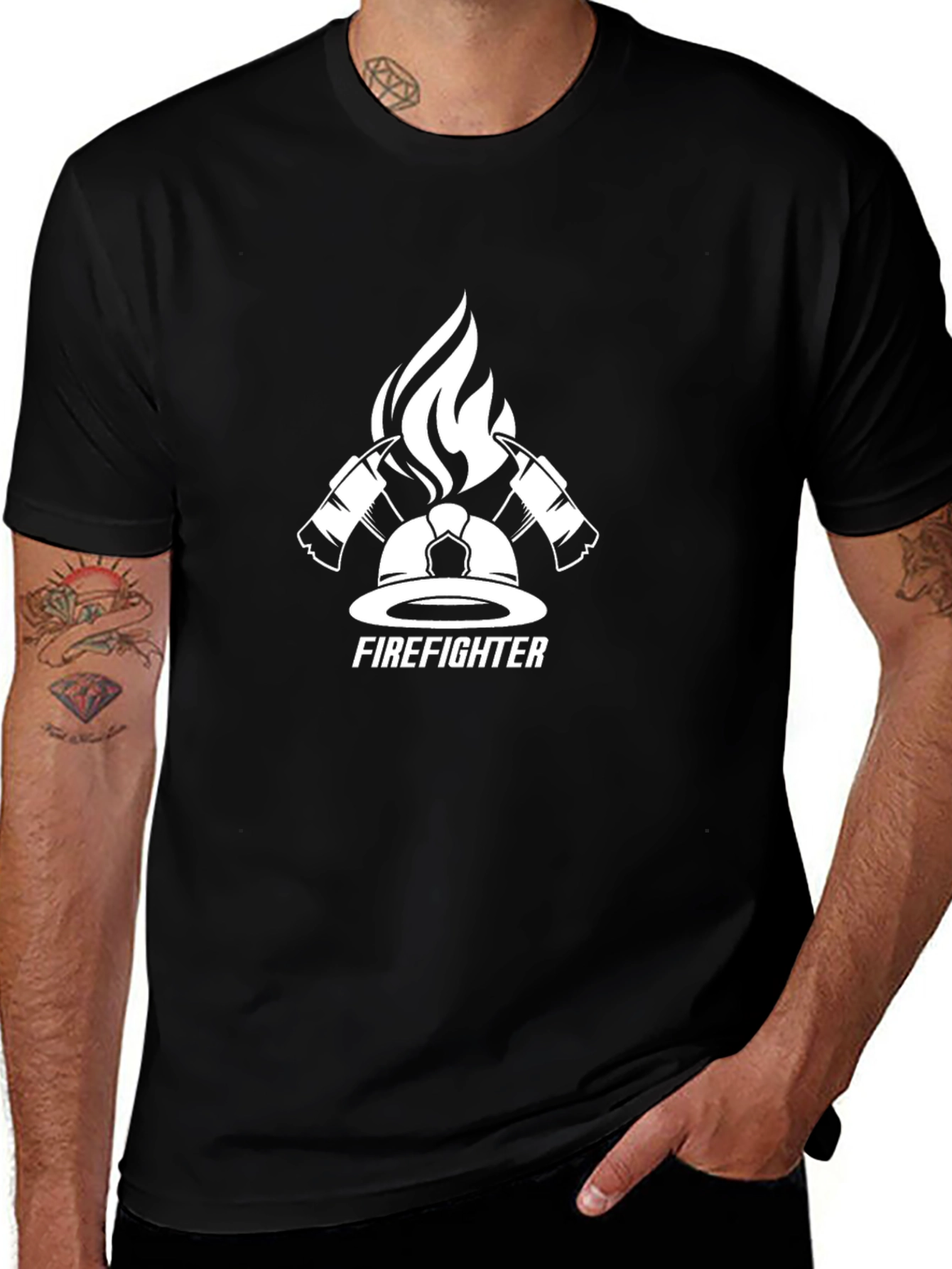 Firefighter Graphic T-Shirt - Black Cotton Tee