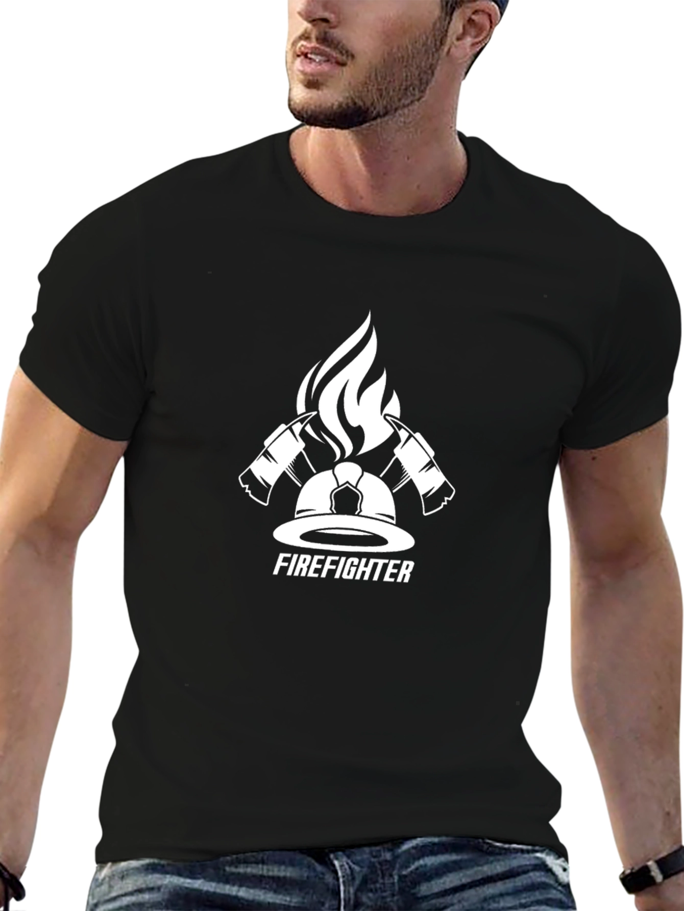 Firefighter Graphic T-Shirt - Black Cotton Tee