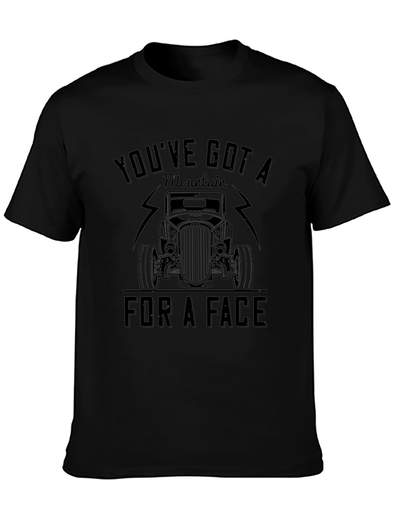 Mountain Face Car Graphic Black T-Shirt