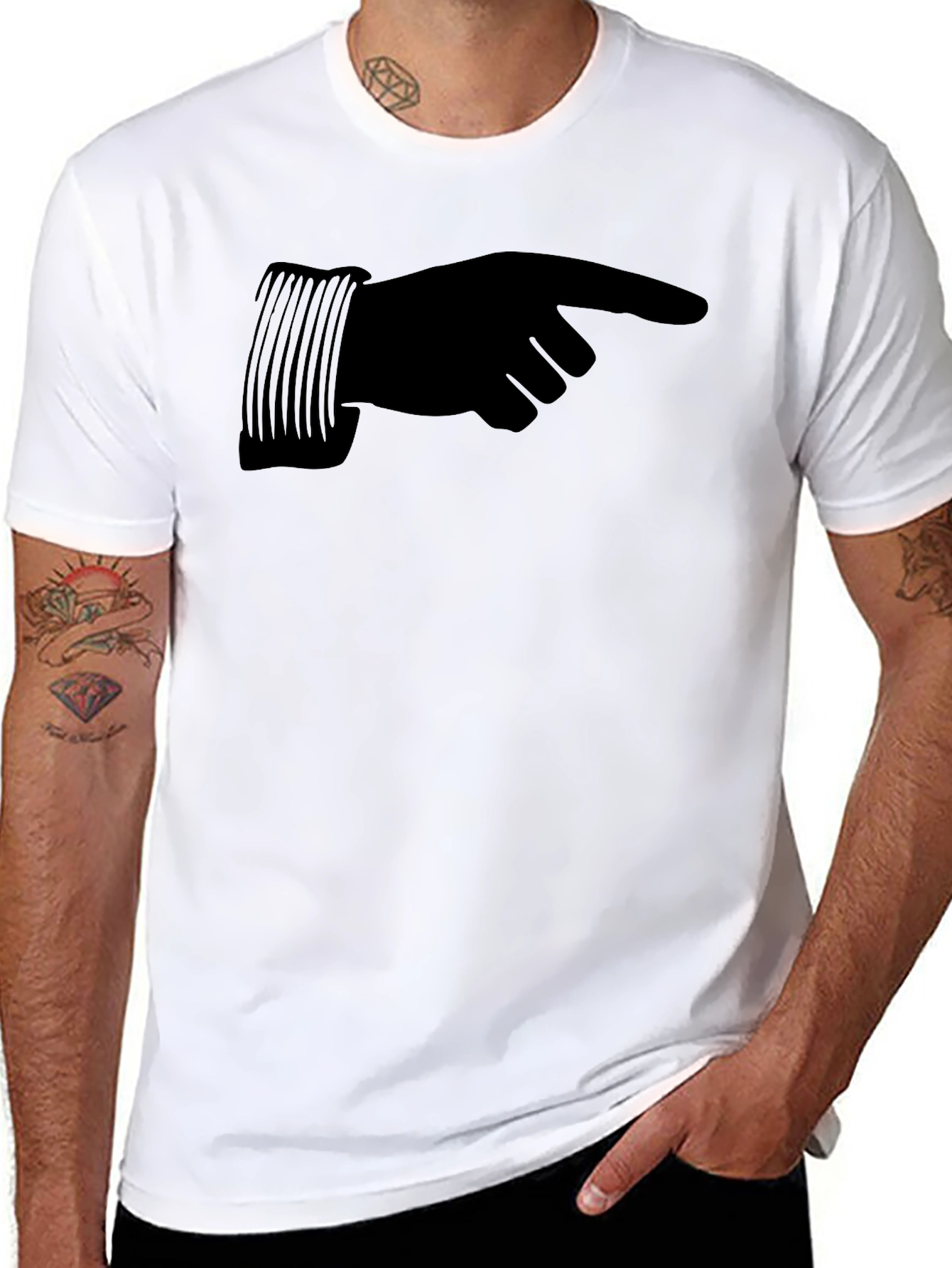 Pointing Hand Graphic T-Shirt - Casual Wear