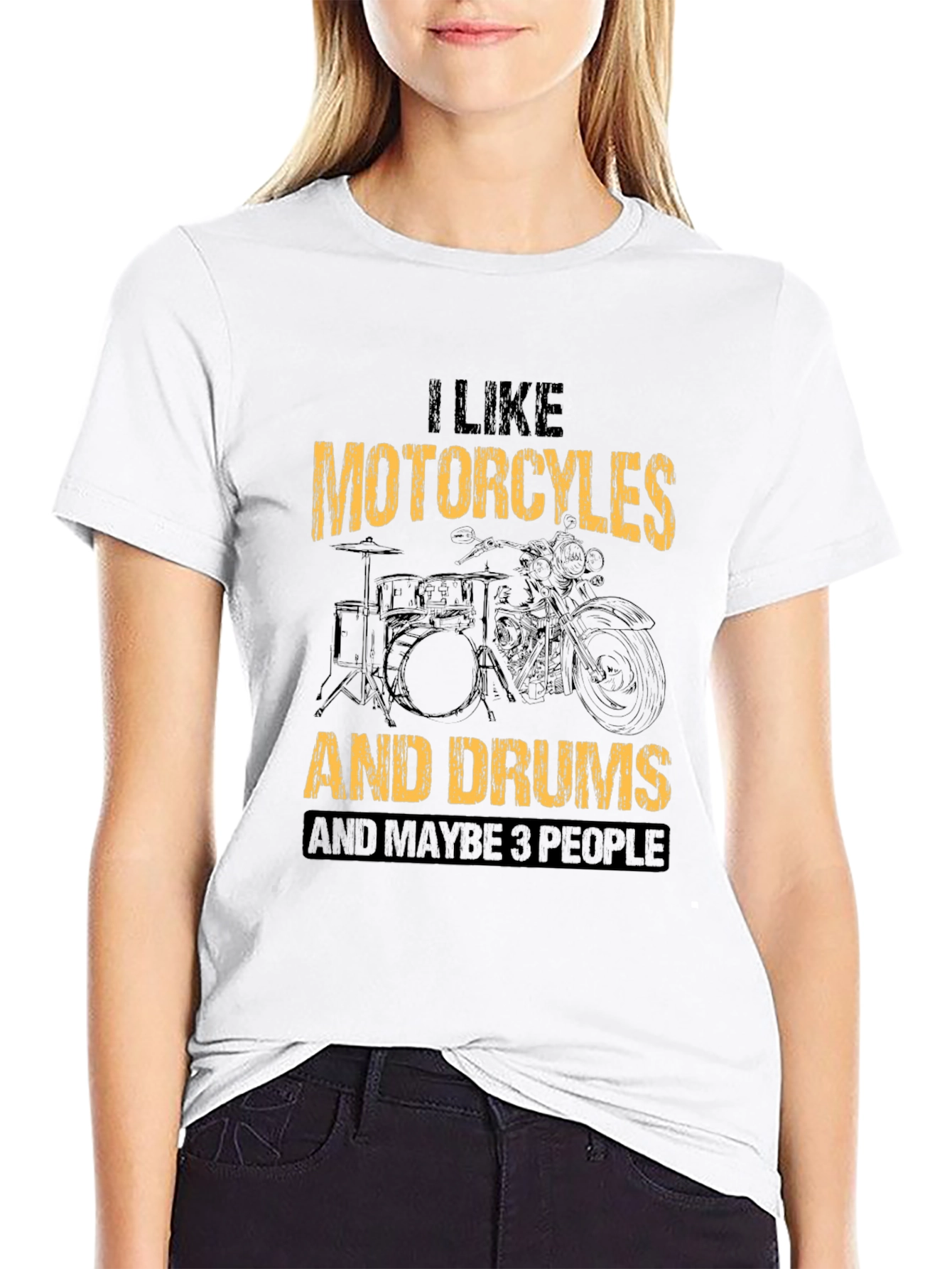 Motorcycle & Drums T-Shirt Funny Graphic Tee