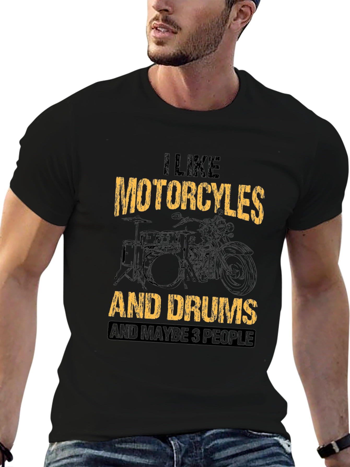 Motorcycle & Drums T-Shirt Funny Graphic Tee