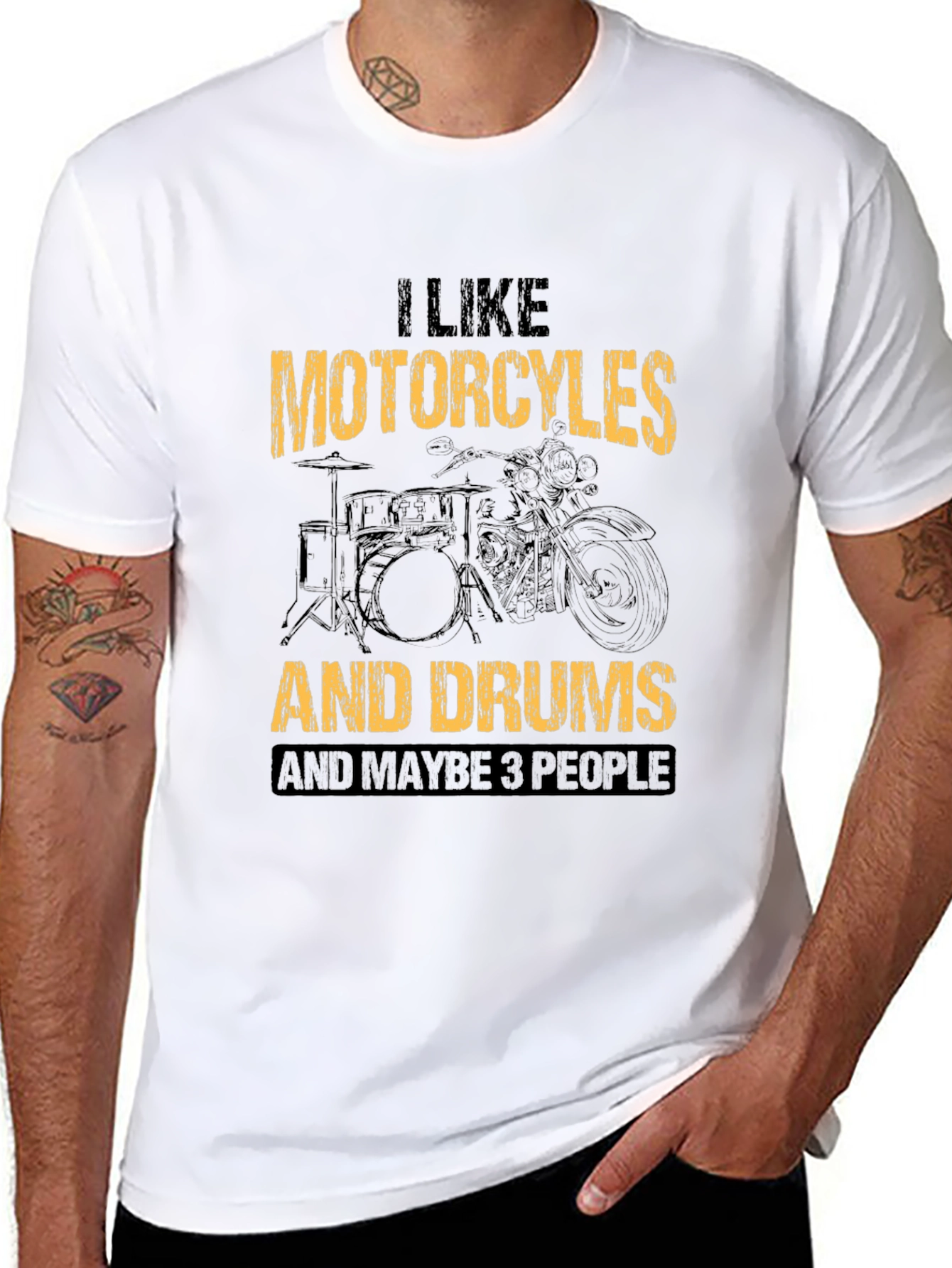Motorcycle & Drums T-Shirt Funny Graphic Tee