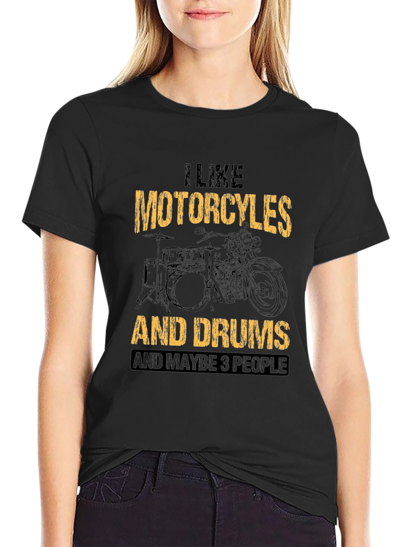 Motorcycle & Drums T-Shirt Funny Graphic Tee
