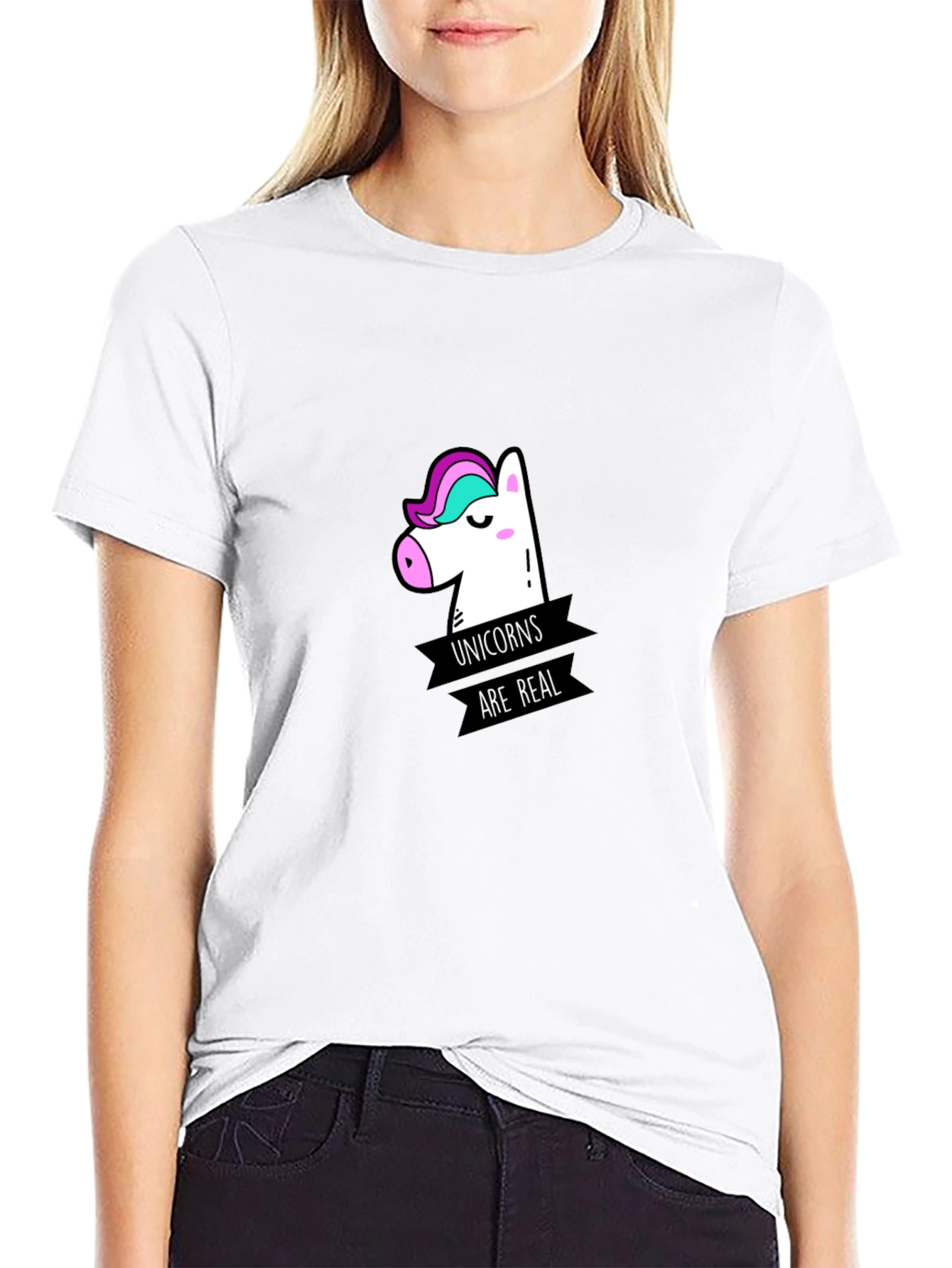 Unicorns Are Real Graphic Black T-Shirt