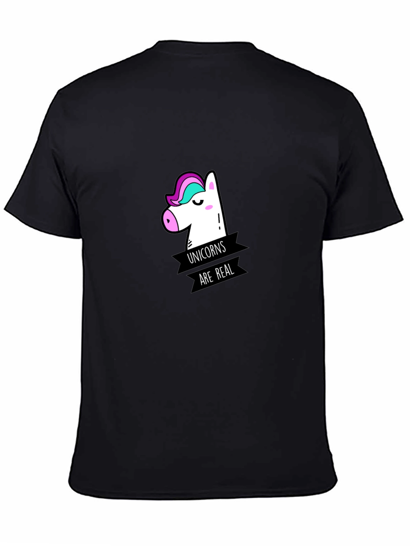 Unicorns Are Real Graphic Black T-Shirt