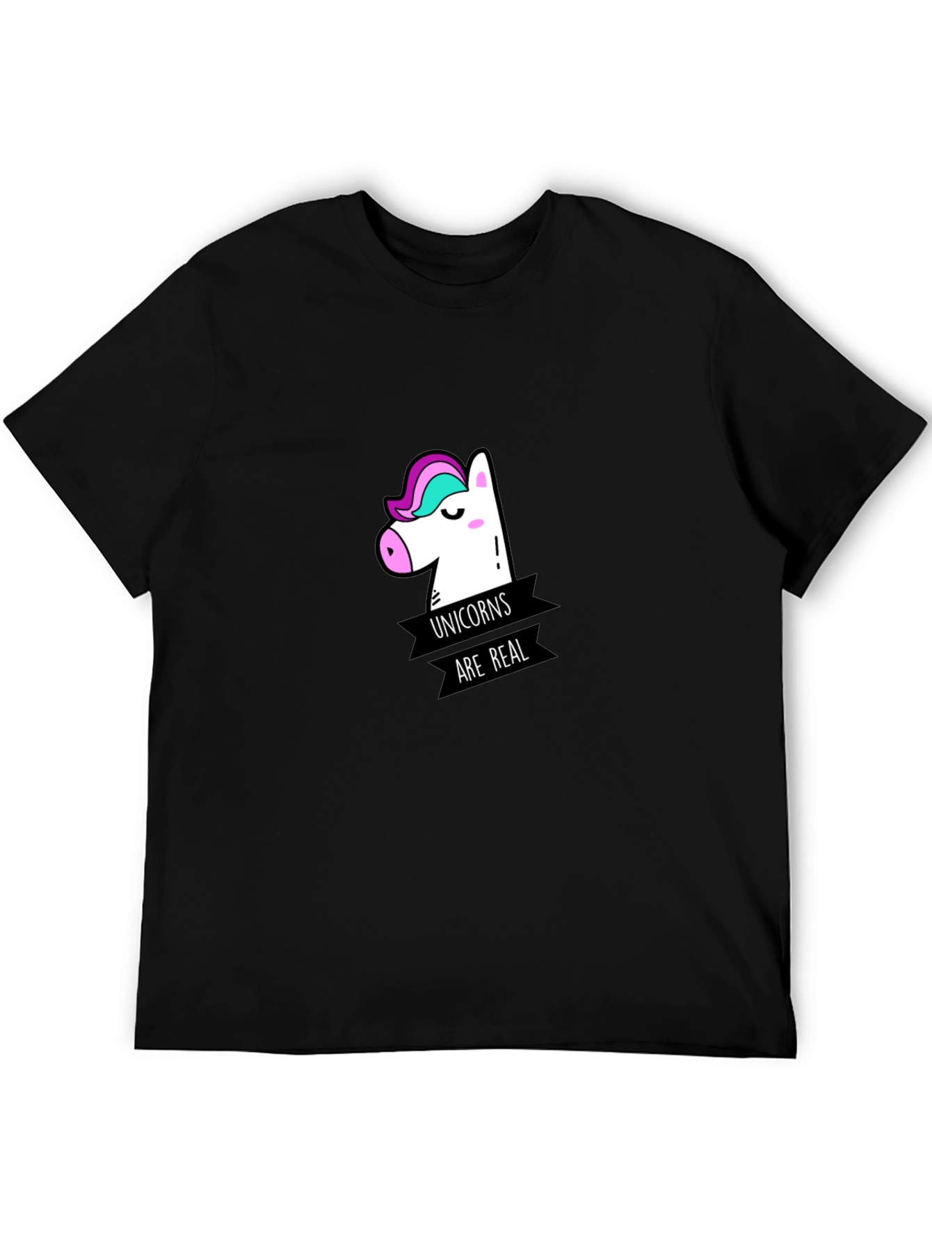 Unicorns Are Real Graphic Black T-Shirt