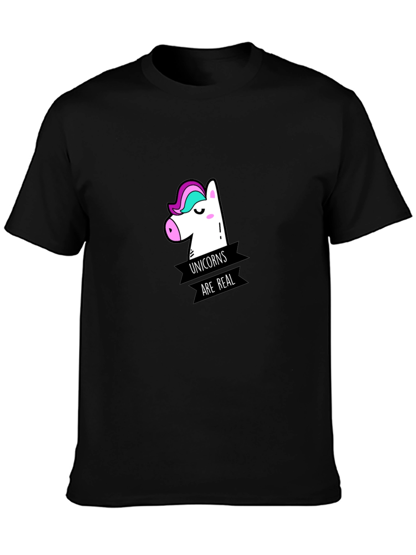 Unicorns Are Real Graphic Black T-Shirt