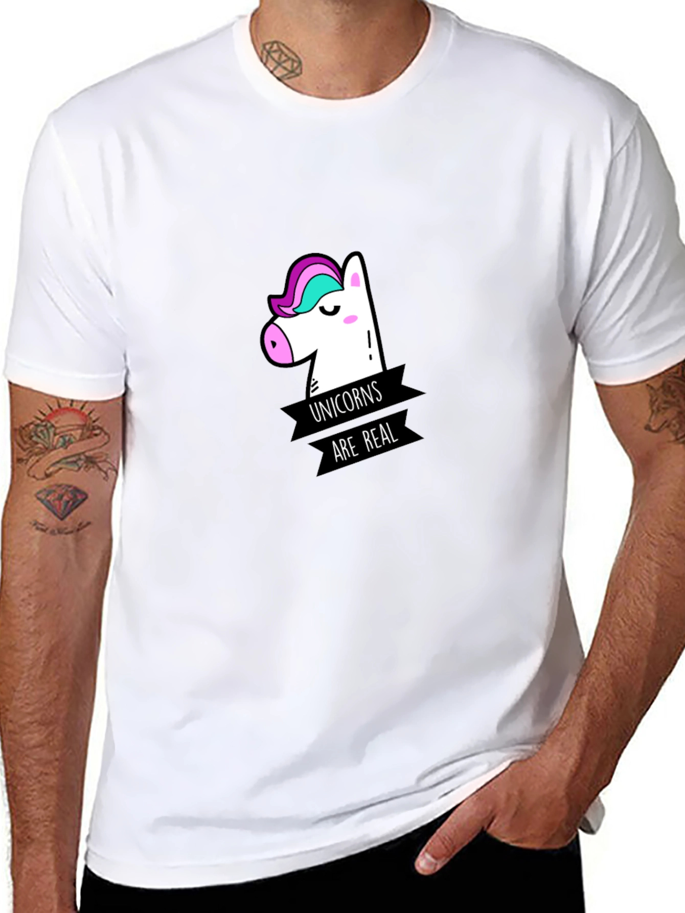 Unicorns Are Real Graphic Black T-Shirt