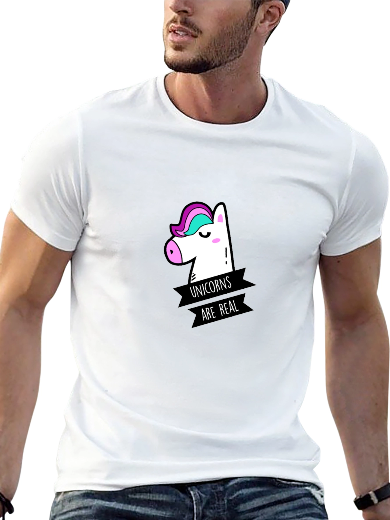 Unicorns Are Real Graphic Black T-Shirt