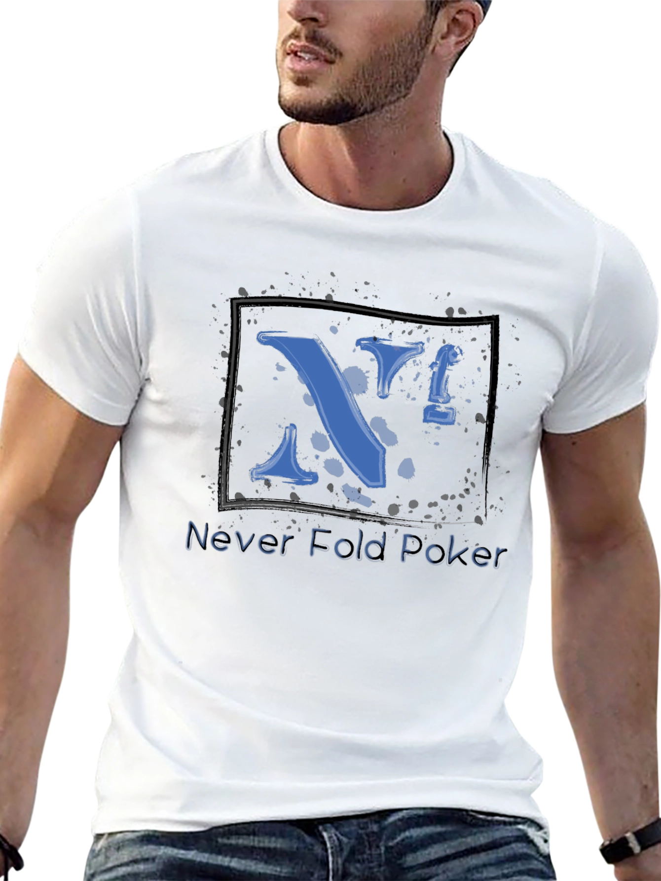 Never Fold Poker Graphic T-Shirt - Black Cotton Tee