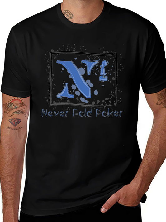 Never Fold Poker Graphic T-Shirt - Black Cotton Tee