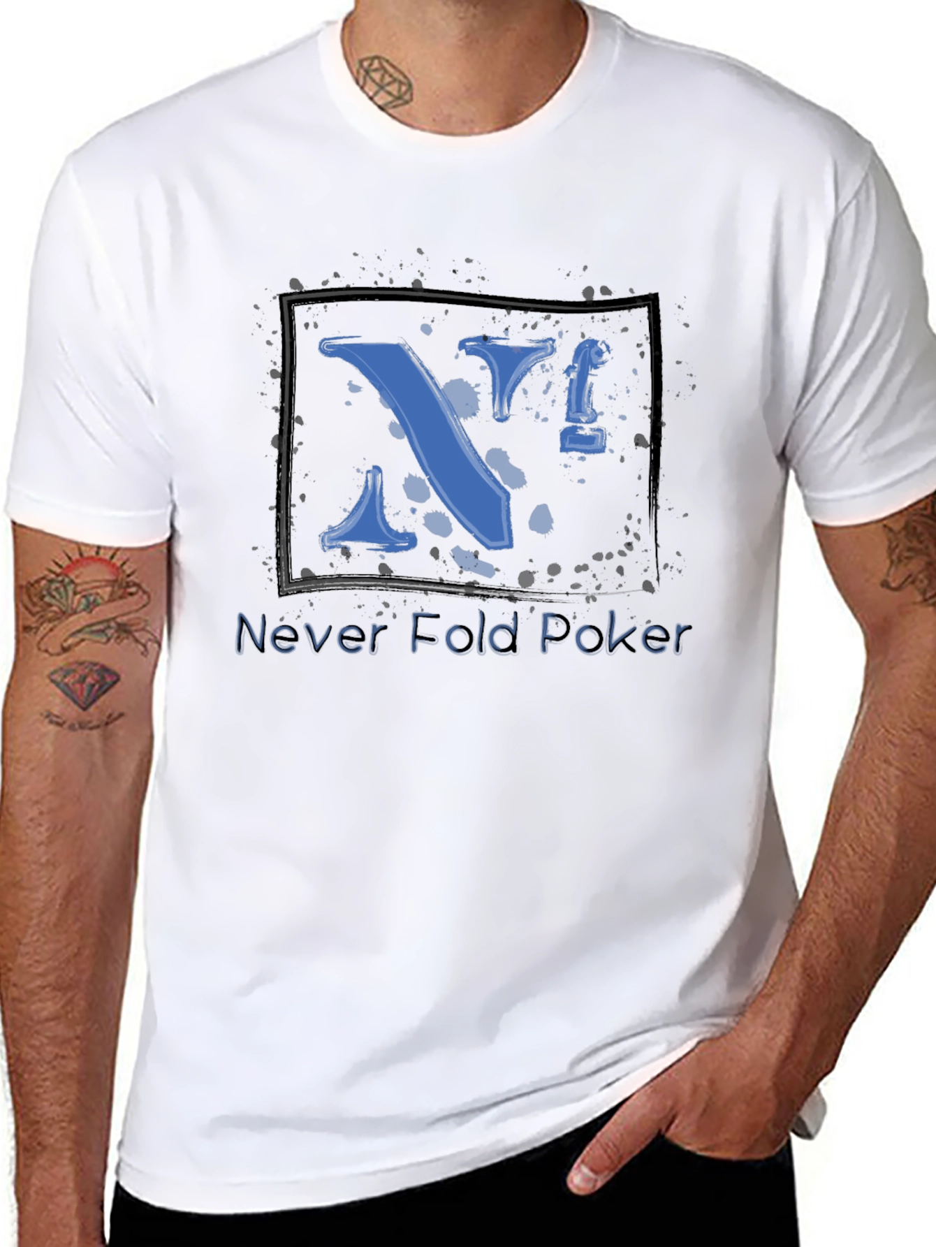 Never Fold Poker Graphic T-Shirt - Black Cotton Tee