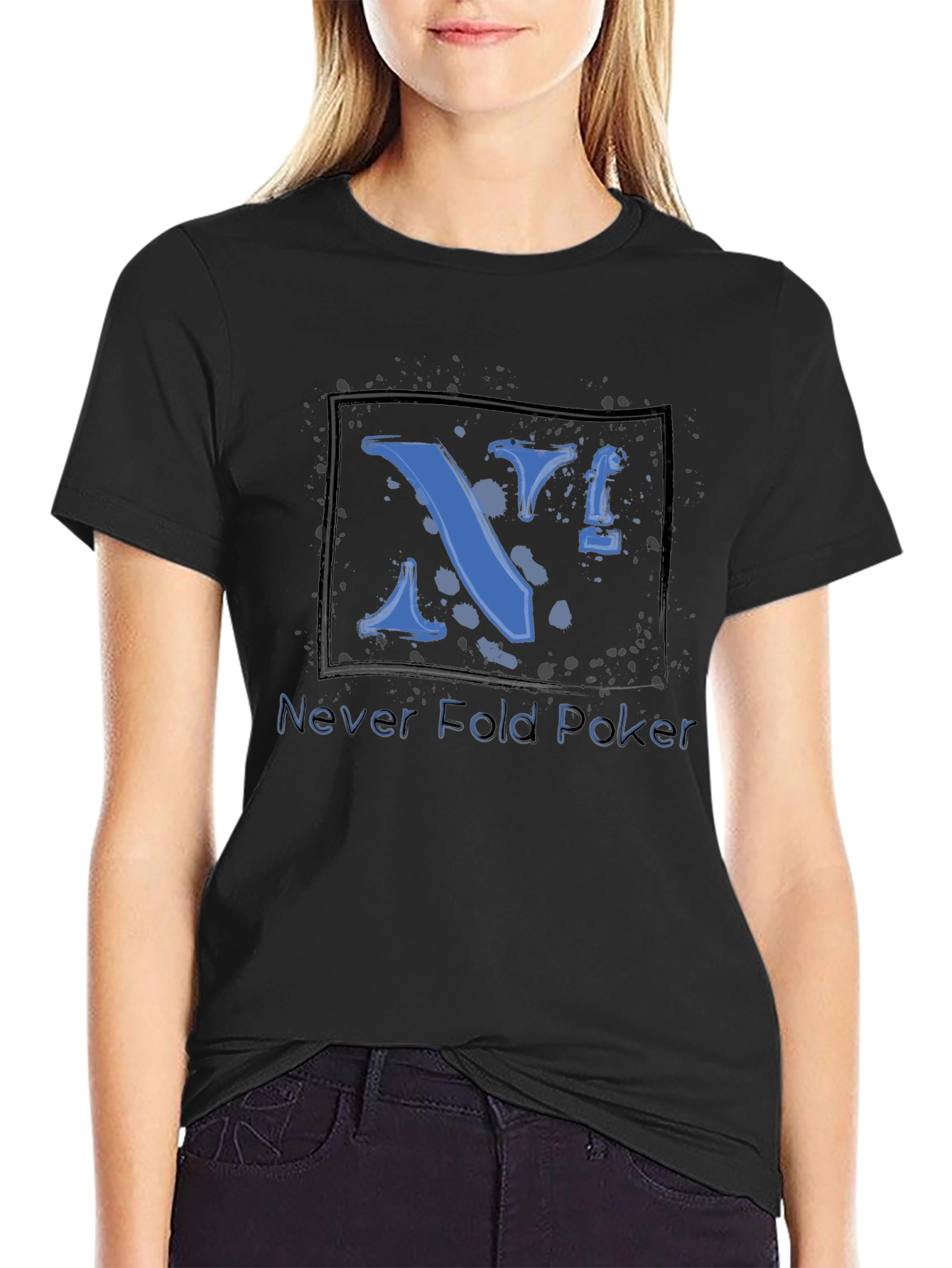 Never Fold Poker Graphic T-Shirt - Black Cotton Tee