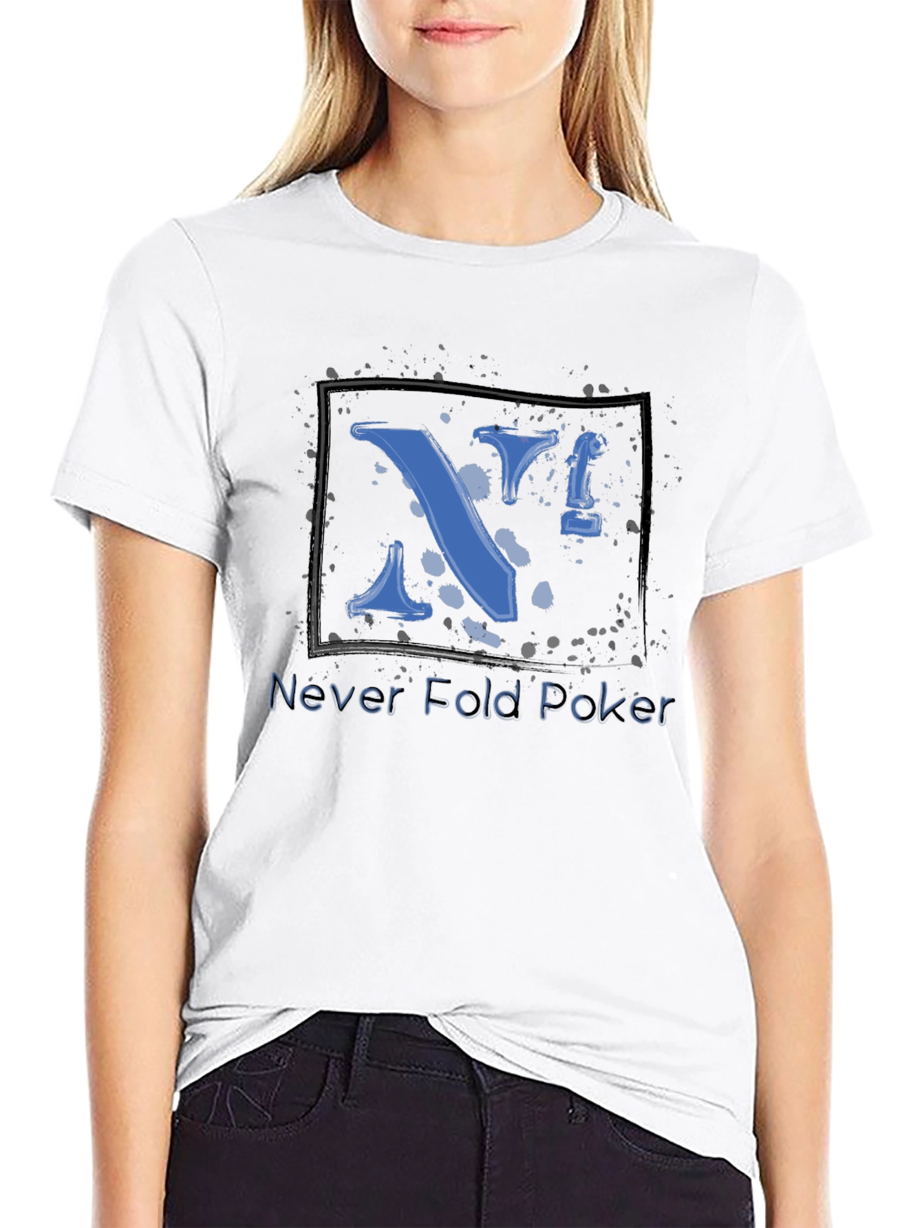 Never Fold Poker Graphic T-Shirt - Black Cotton Tee