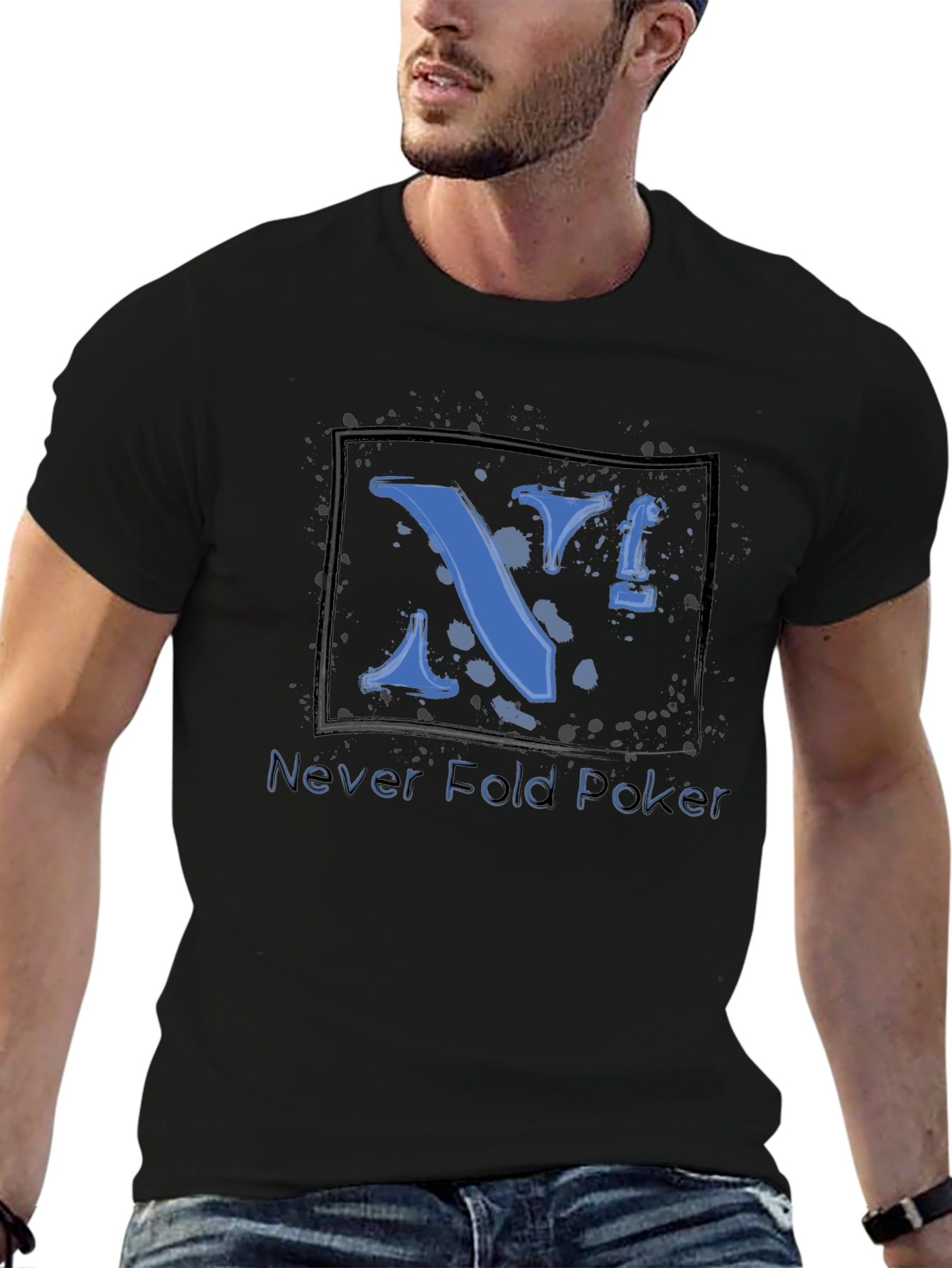 Never Fold Poker Graphic T-Shirt - Black Cotton Tee