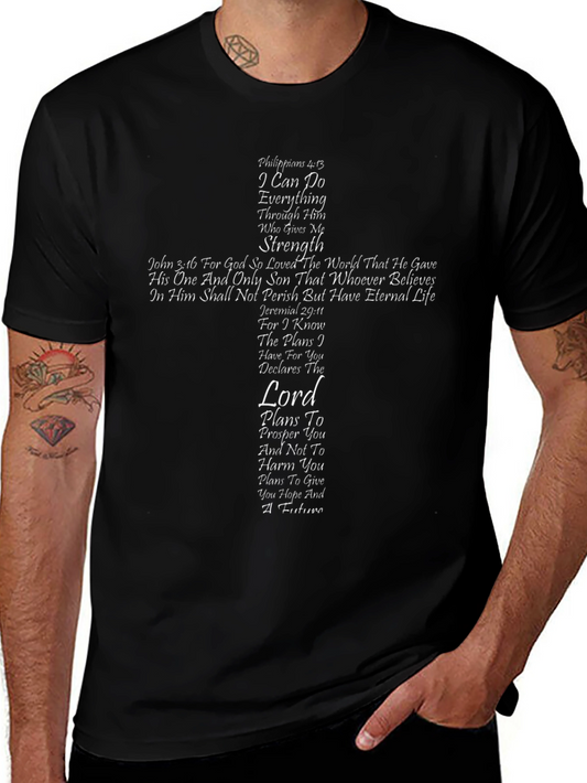 Faith-Based Cross Graphic Black T-Shirt