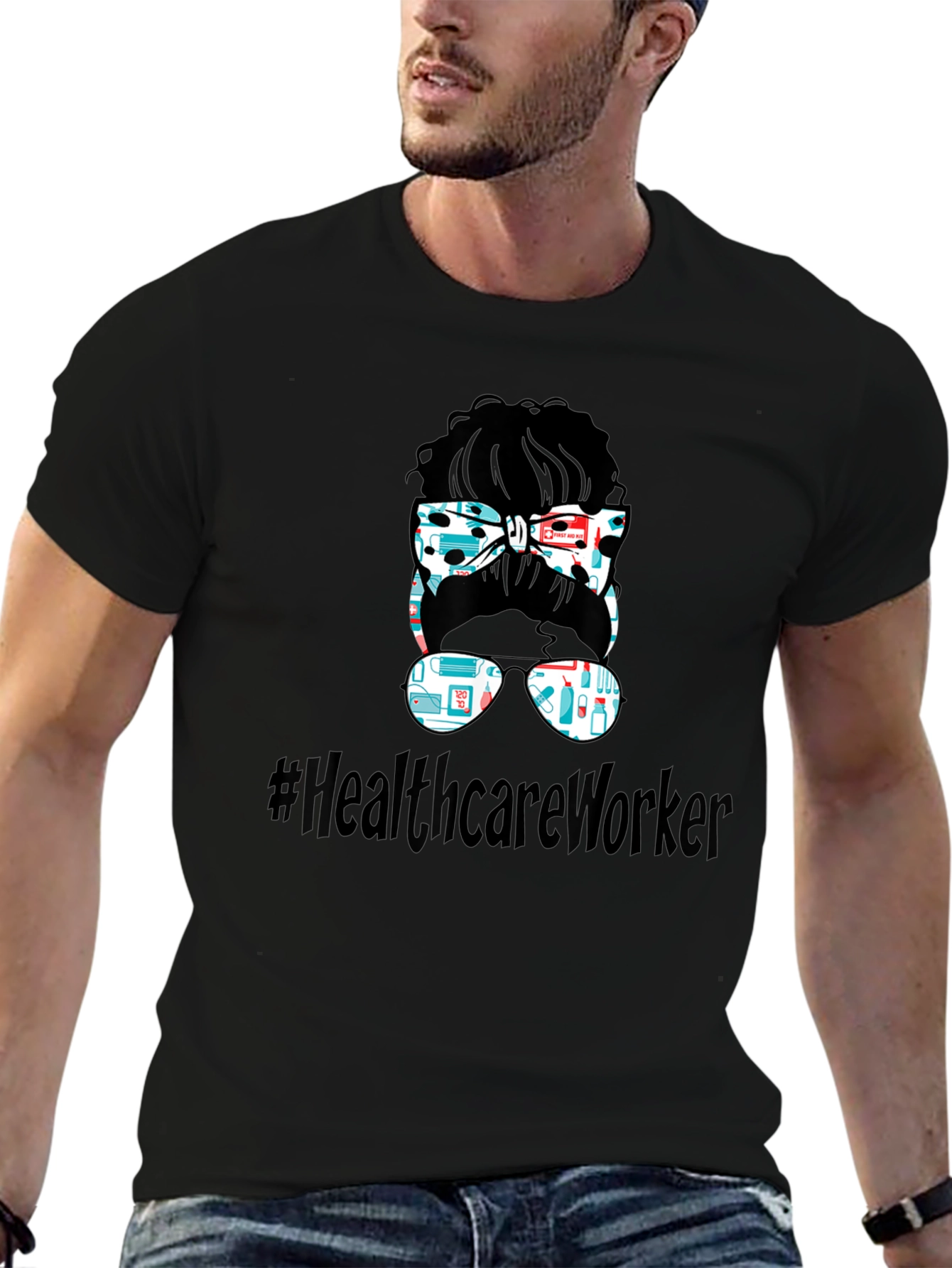 Healthcare Worker Messy Bun T-Shirt