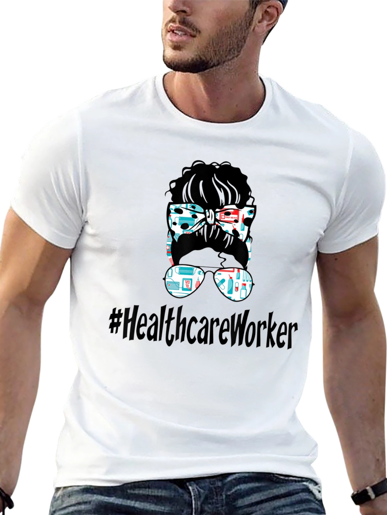 Healthcare Worker Messy Bun T-Shirt