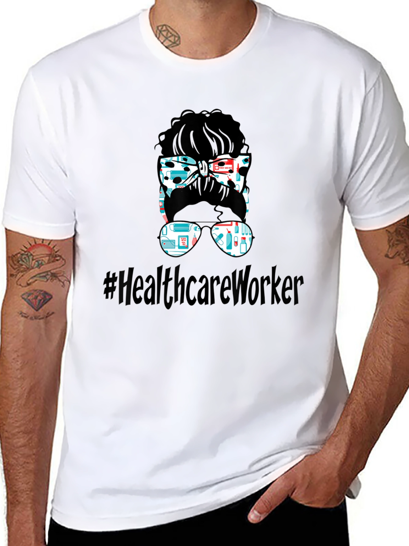 Healthcare Worker Messy Bun T-Shirt