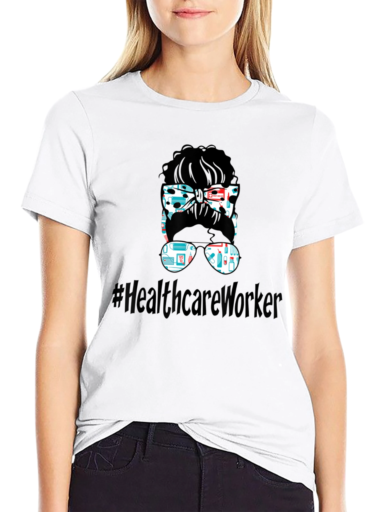 Healthcare Worker Messy Bun T-Shirt