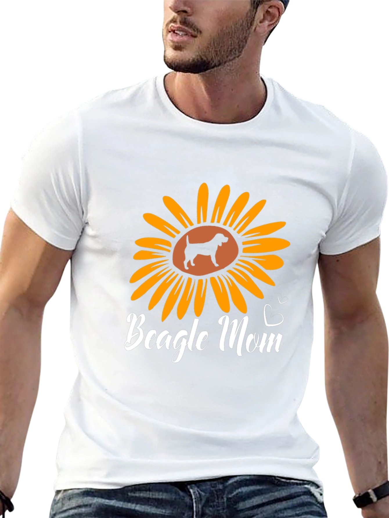 Beagle Mom Sunflower Graphic T-Shirt