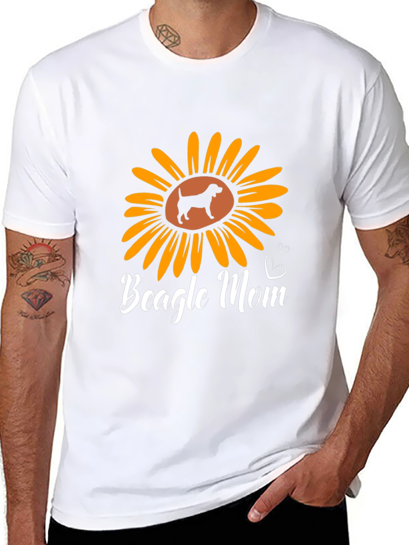 Beagle Mom Sunflower Graphic T-Shirt