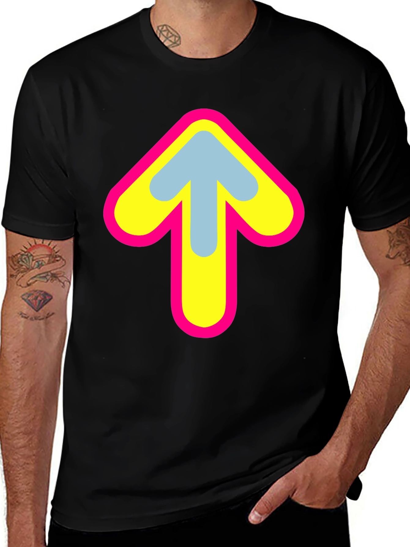 Upward Arrow Graphic Tee - Retro Style