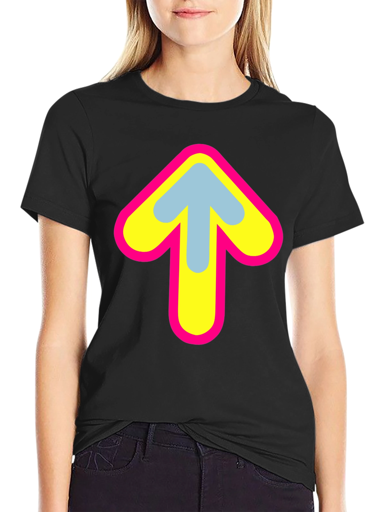 Upward Arrow Graphic Tee - Retro Style