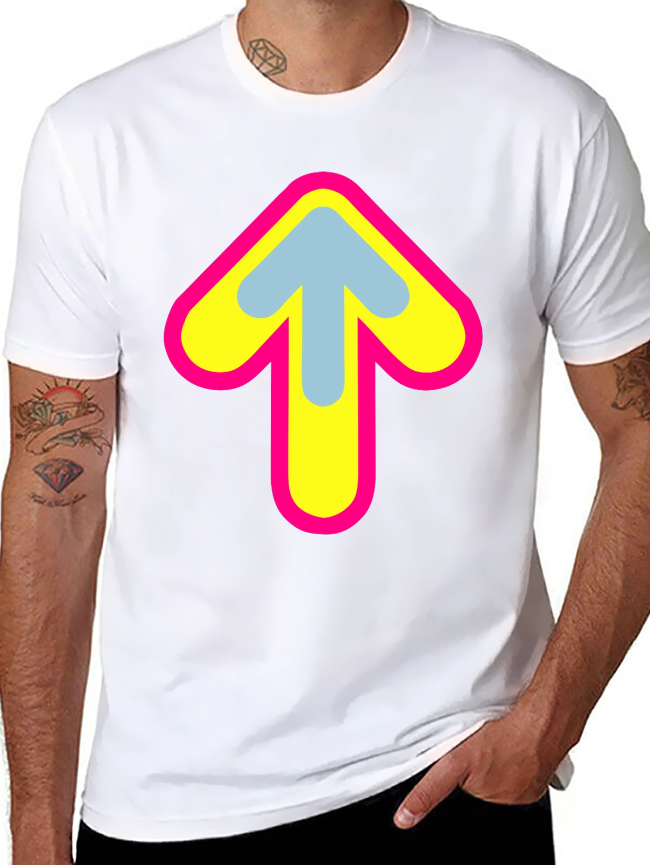 Upward Arrow Graphic Tee - Retro Style
