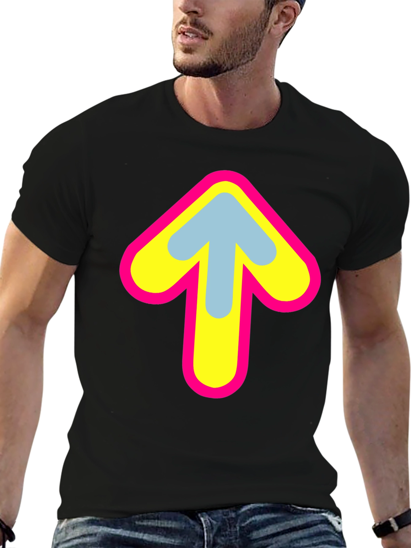 Upward Arrow Graphic Tee - Retro Style