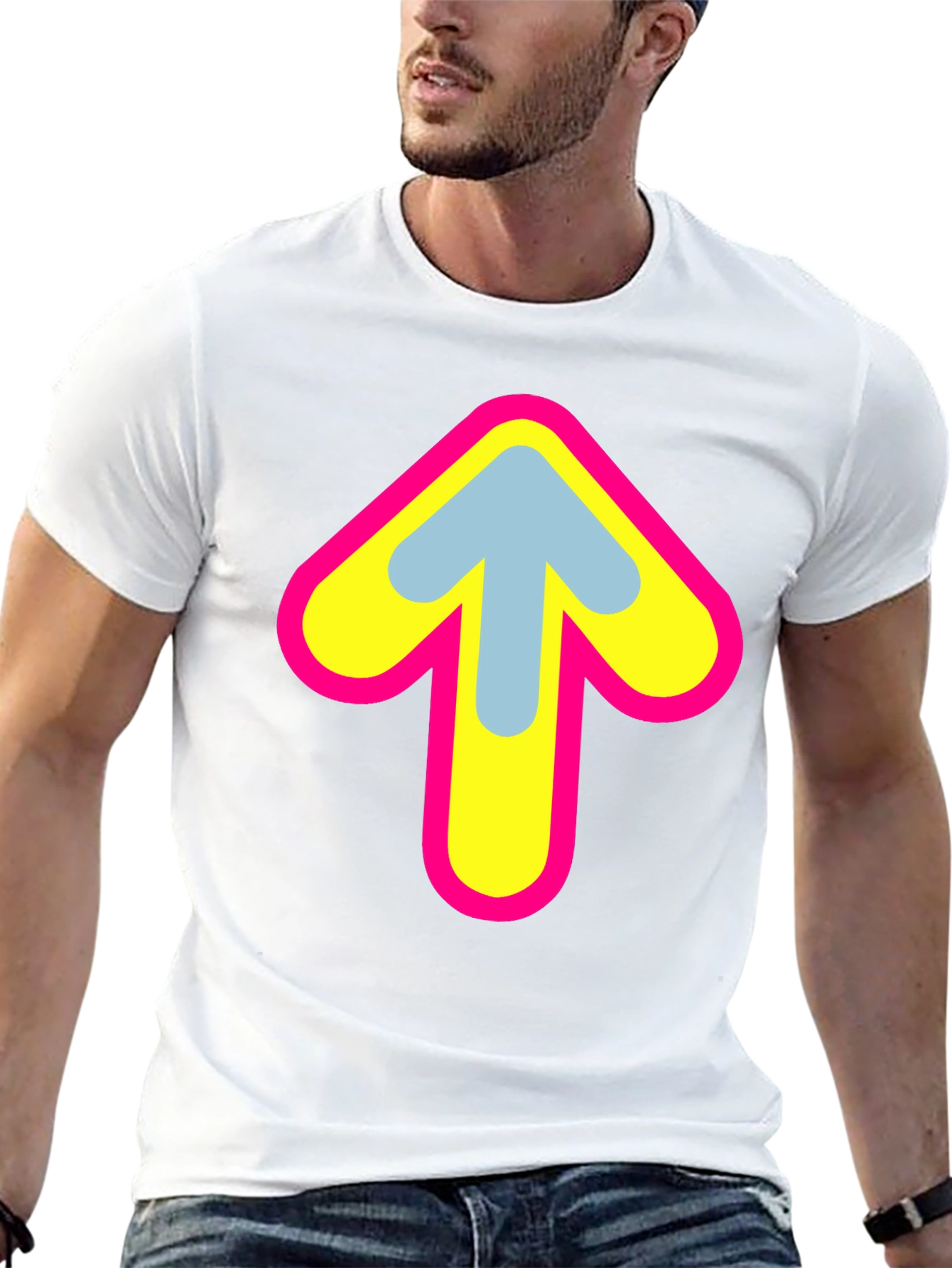 Upward Arrow Graphic Tee - Retro Style