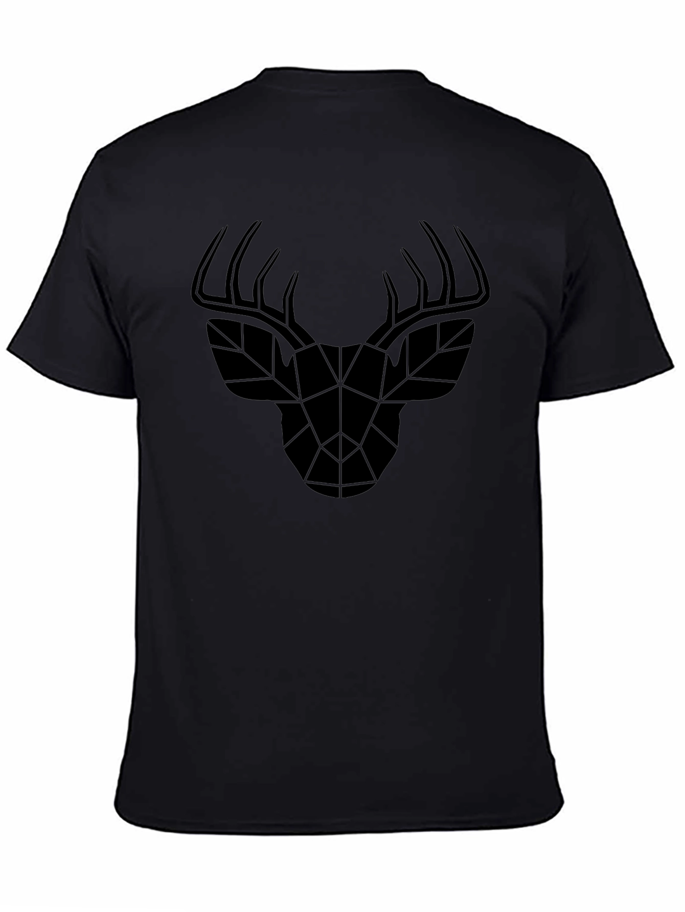 Geometric Deer Head Black T-Shirt