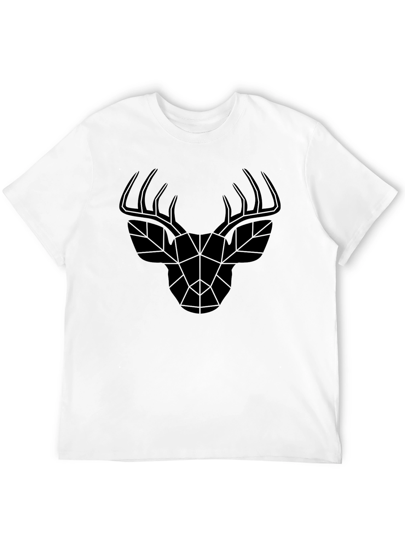 Geometric Deer Head Black T-Shirt