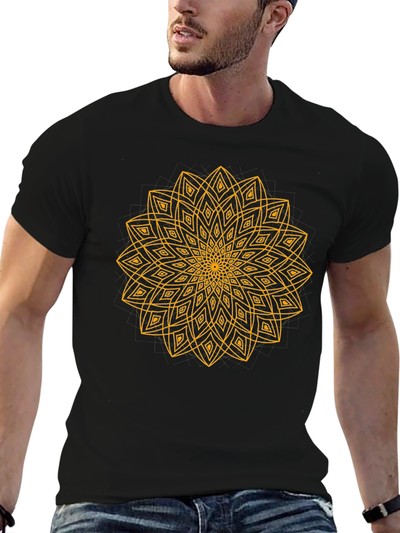 Geometric Mandala T-Shirt - Black