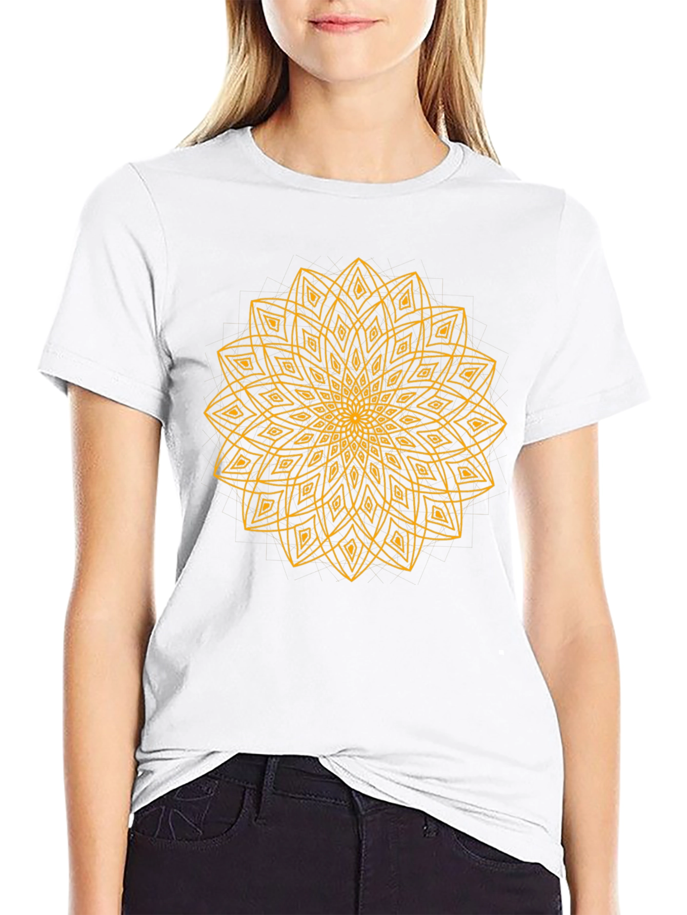 Geometric Mandala T-Shirt - Black