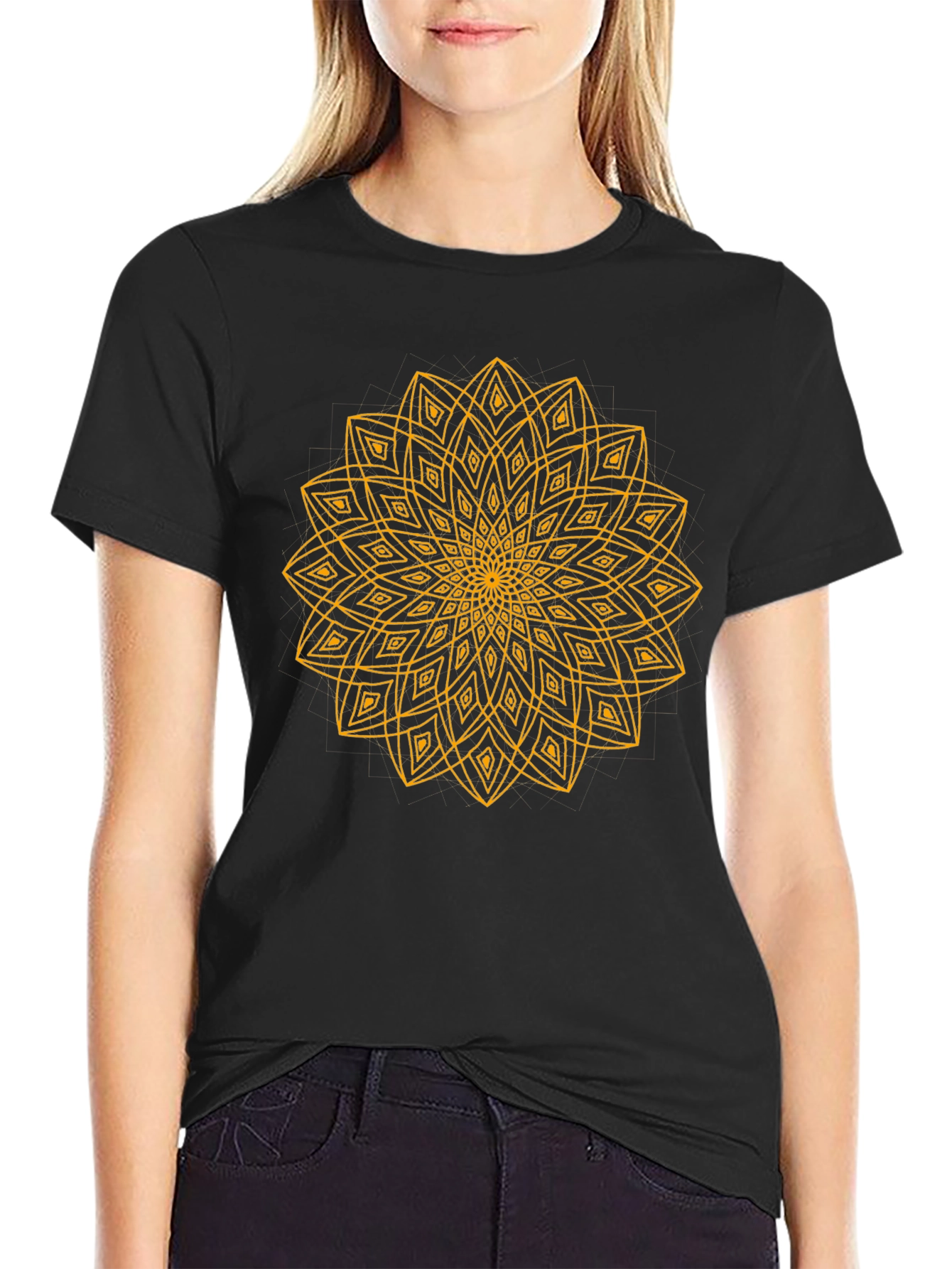 Geometric Mandala T-Shirt - Black