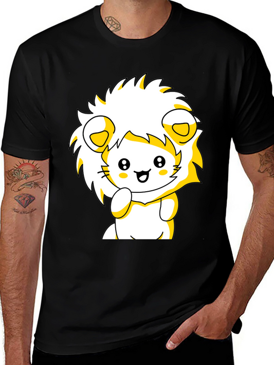 Cute Lion Graphic Tee - Black