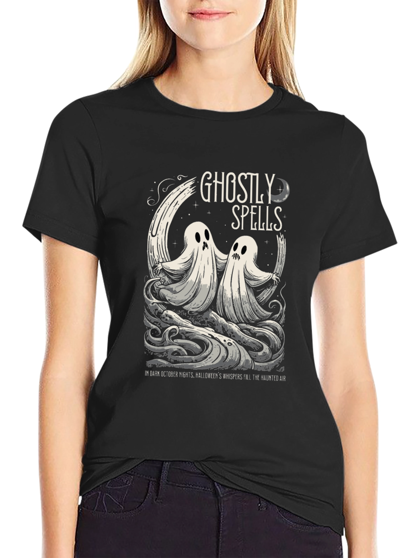 Ghostly Spells Graphic Tee - Halloween Shirt
