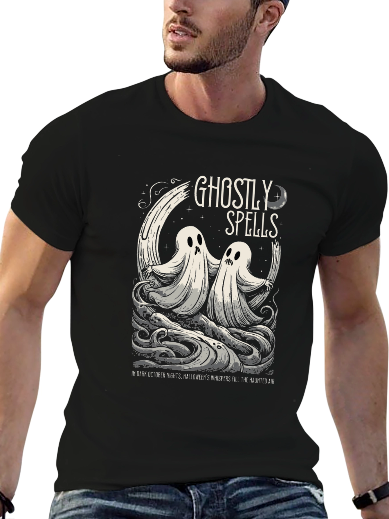 Ghostly Spells Graphic Tee - Halloween Shirt