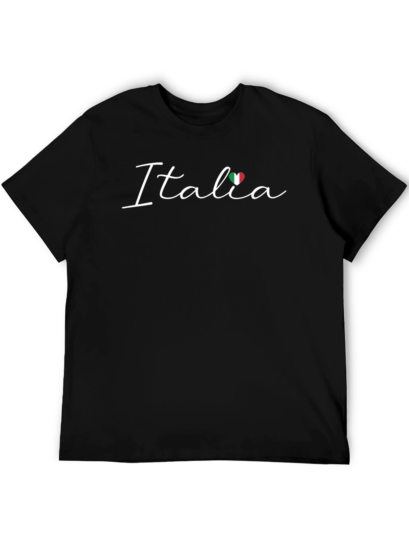 Italia Heart Flag Graphic Black T-Shirt