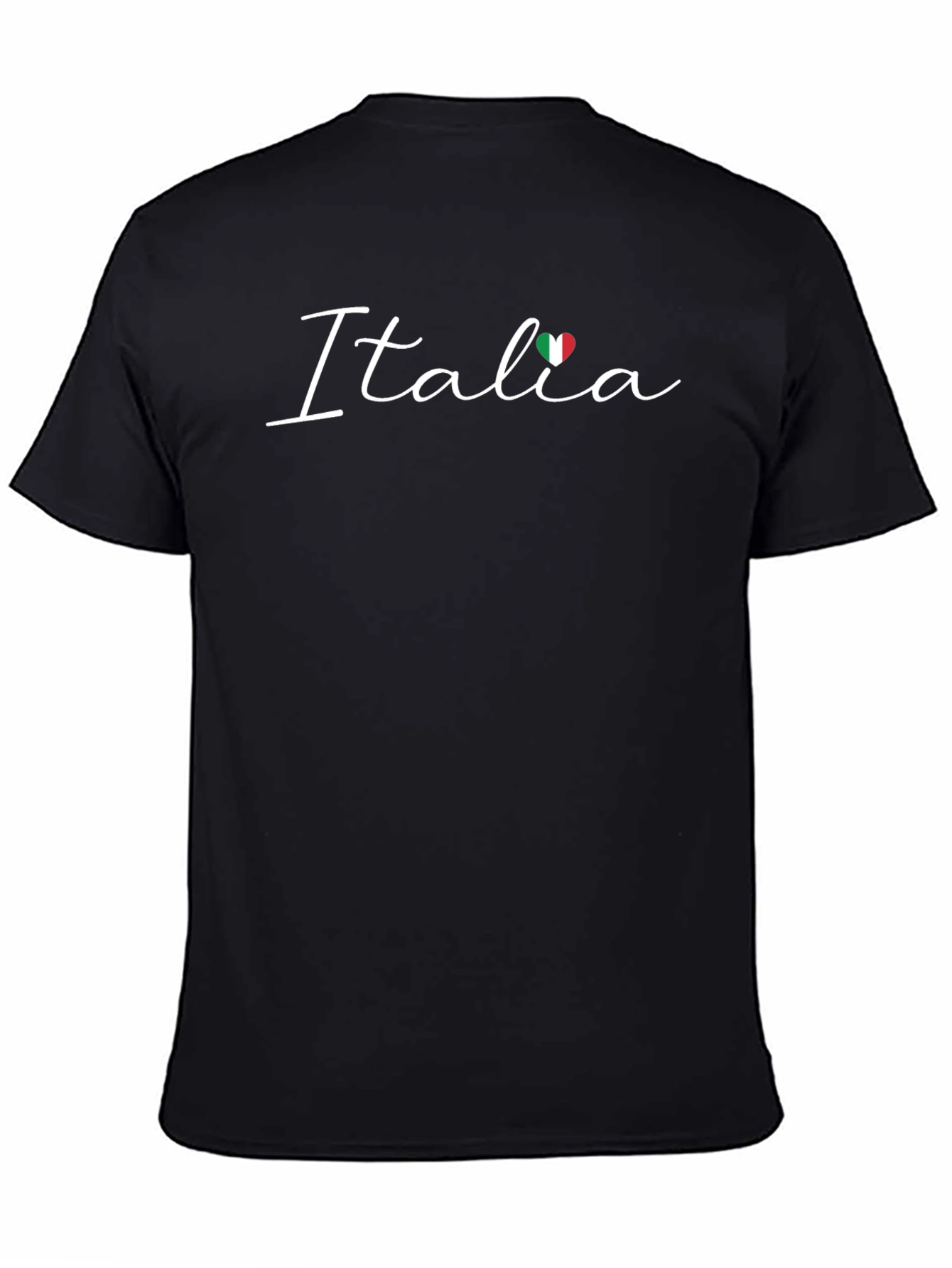Italia Heart Flag Graphic Black T-Shirt