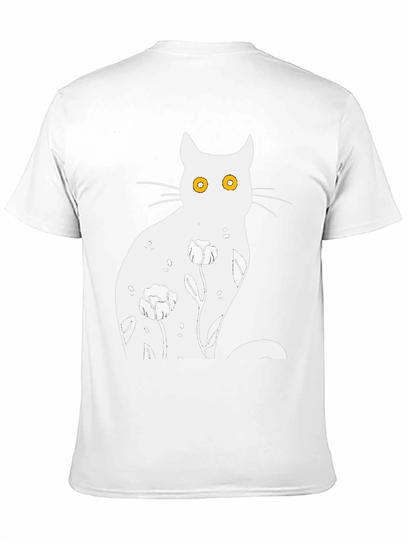Floral Cat Graphic Black T-Shirt