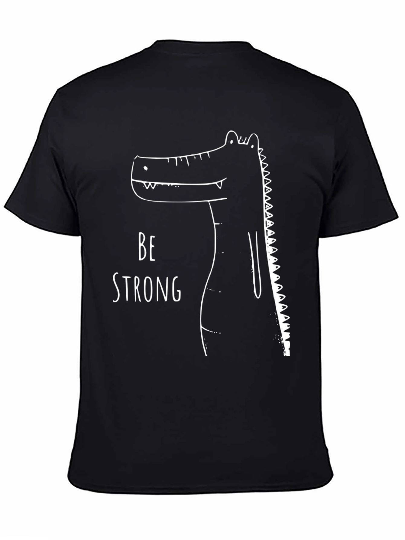 Be Strong Crocodile Graphic Tee - Black Cotton T-Shirt
